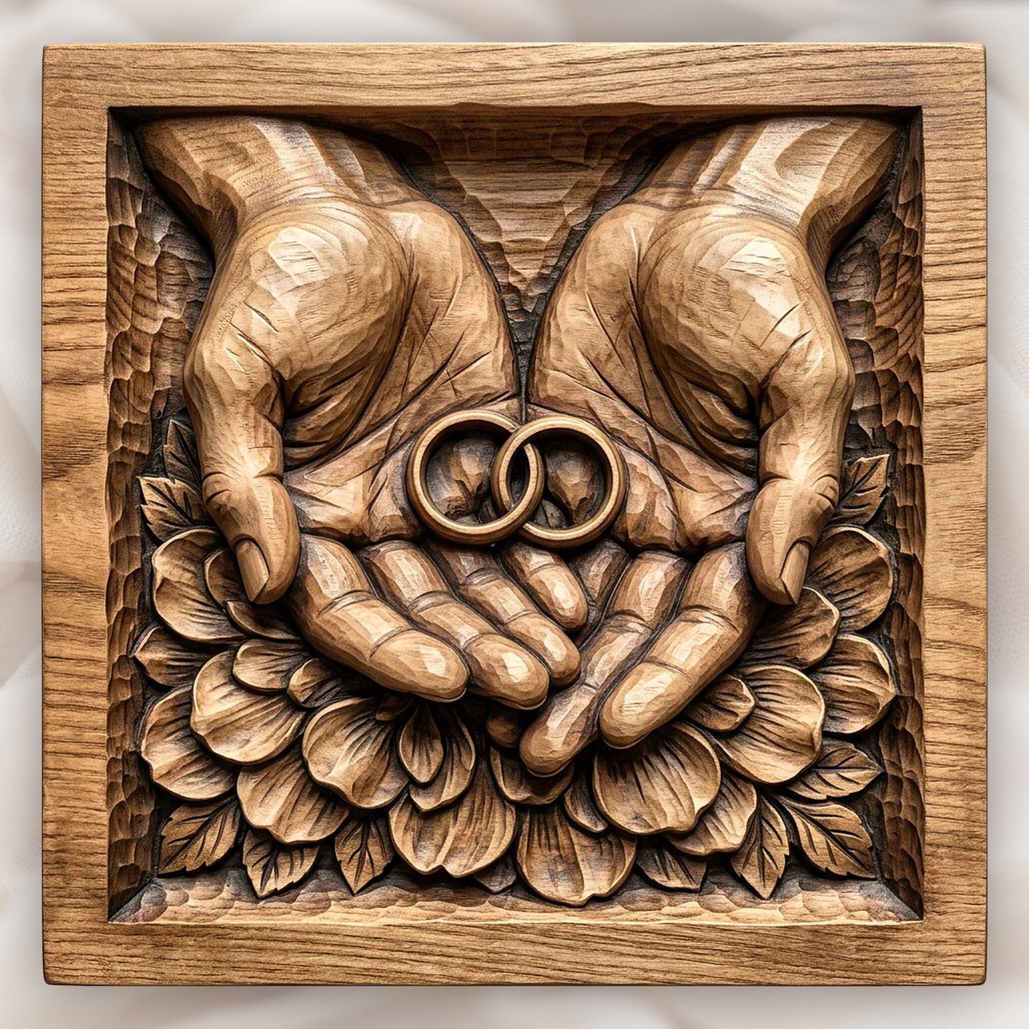 Interlocking Wedding Rings Union Hands CNC Relief STL bas-relief STL design