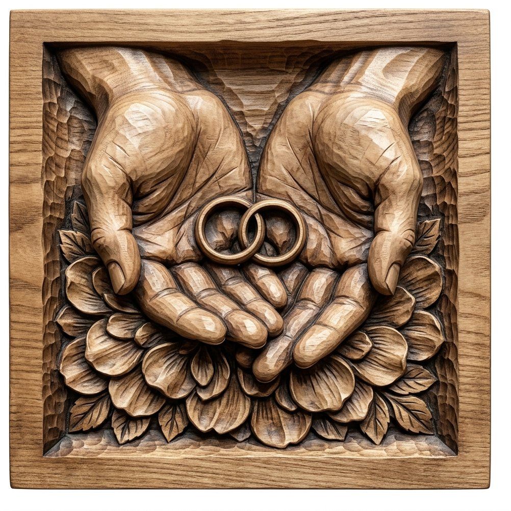 Interlocking Wedding Rings Union Hands CNC Relief STL bas-relief STL — view 11