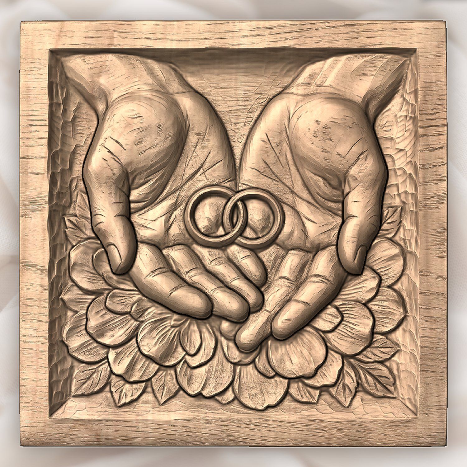 Interlocking Wedding Rings Union Hands CNC Relief STL bas-relief STL — view 4