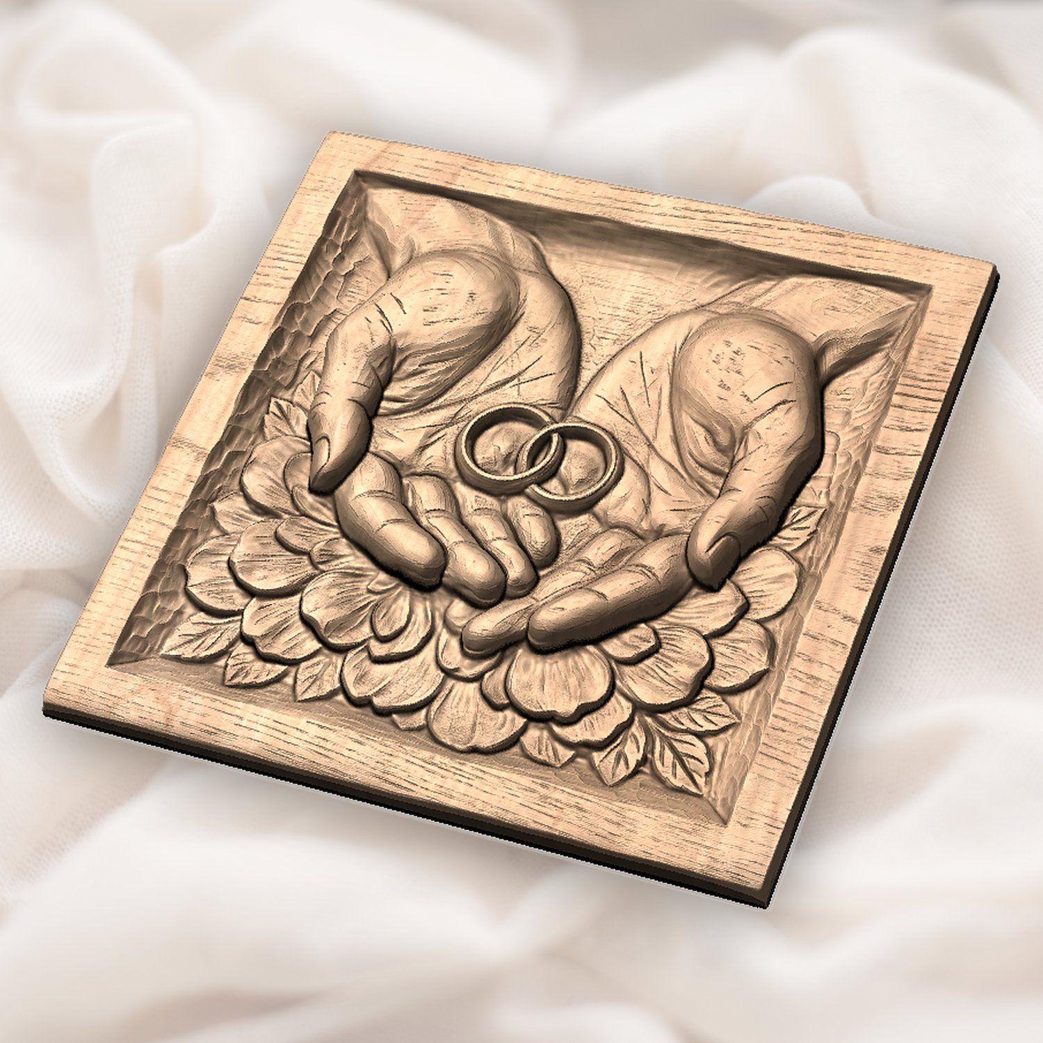 Interlocking Wedding Rings Union Hands CNC Relief STL bas-relief STL — view 5