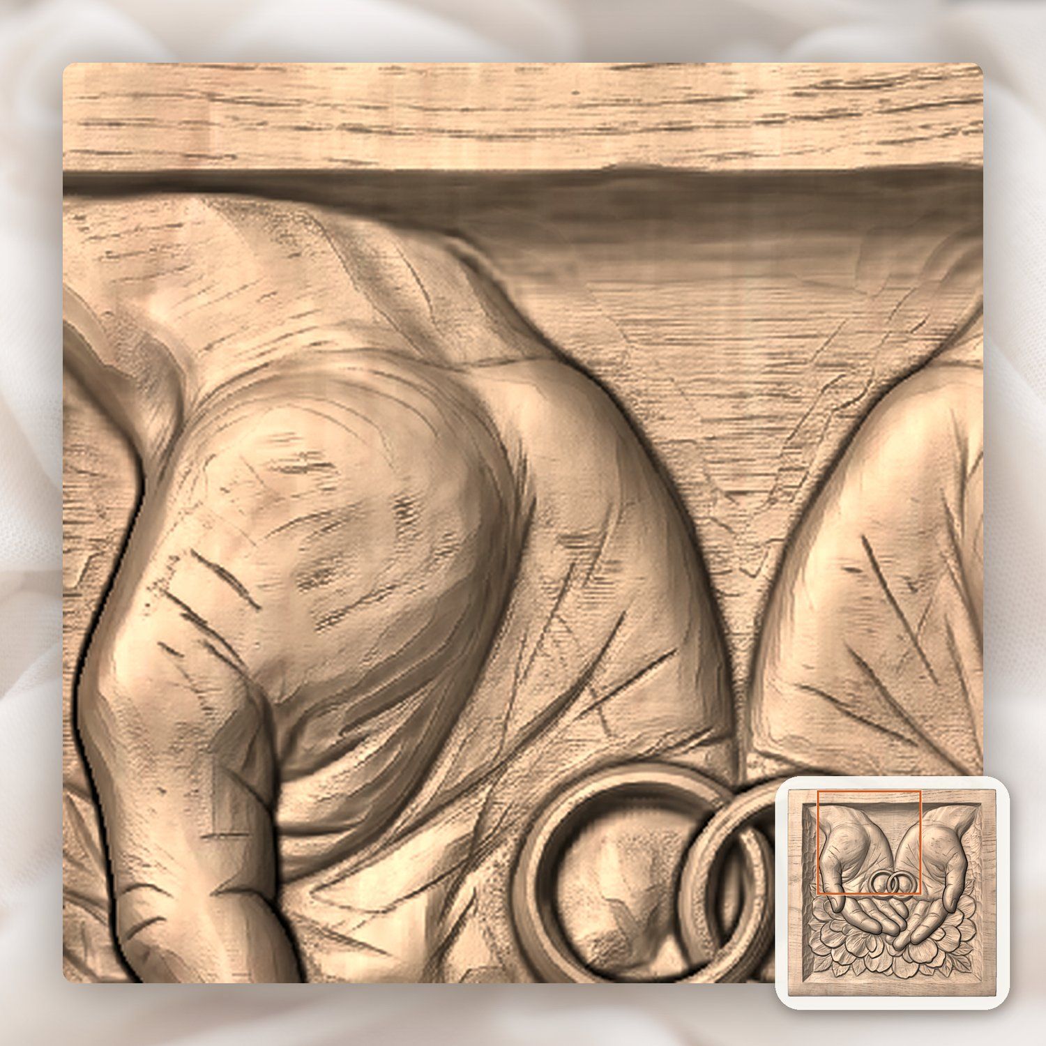 Interlocking Wedding Rings Union Hands CNC Relief STL bas-relief STL — view 8