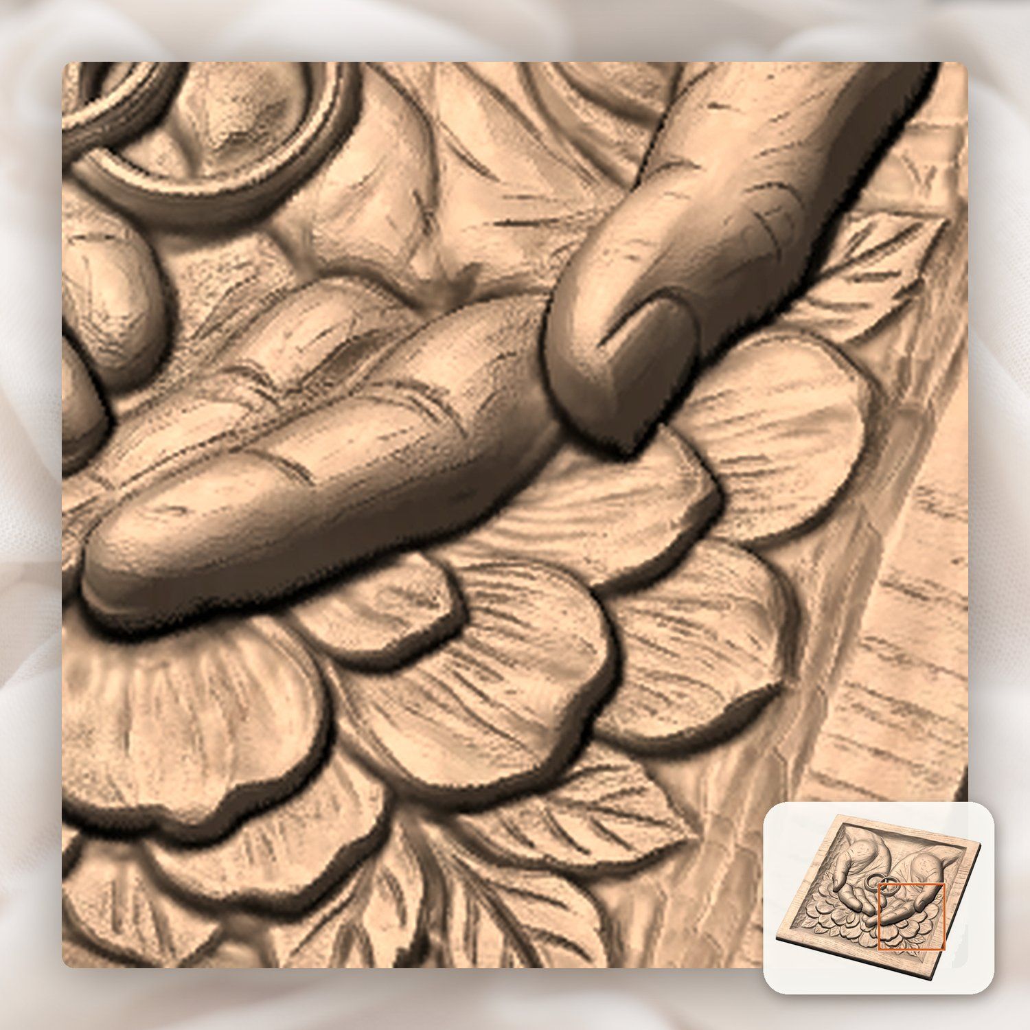 Interlocking Wedding Rings Union Hands CNC Relief STL bas-relief STL — view 10