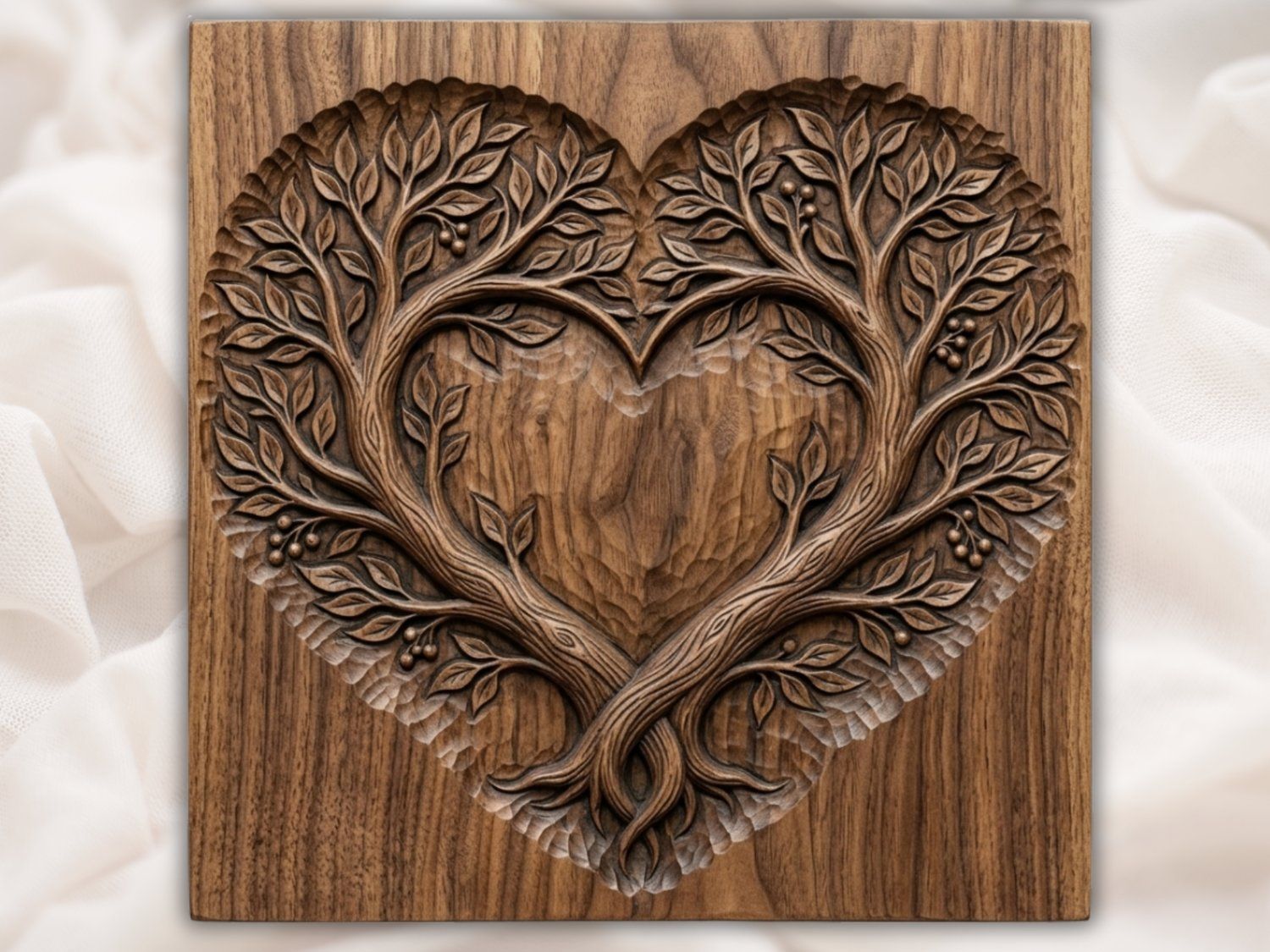 Intertwined Tree Heart Unity CNC Relief STL bas-relief STL — view 2