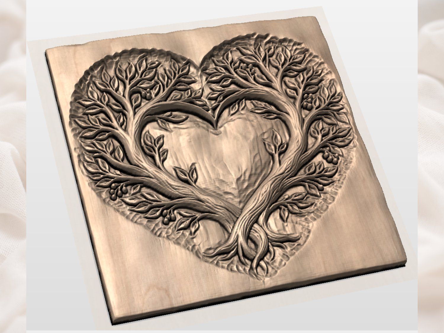 Intertwined Tree Heart Unity CNC Relief STL bas-relief STL — view 3