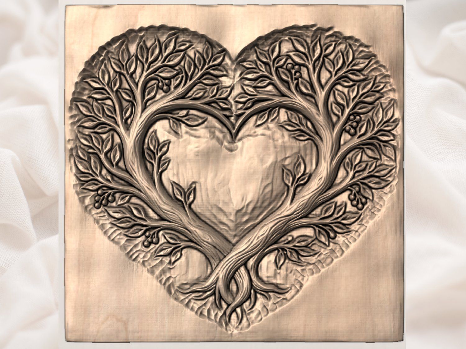 Intertwined Tree Heart Unity CNC Relief STL bas-relief STL — view 4