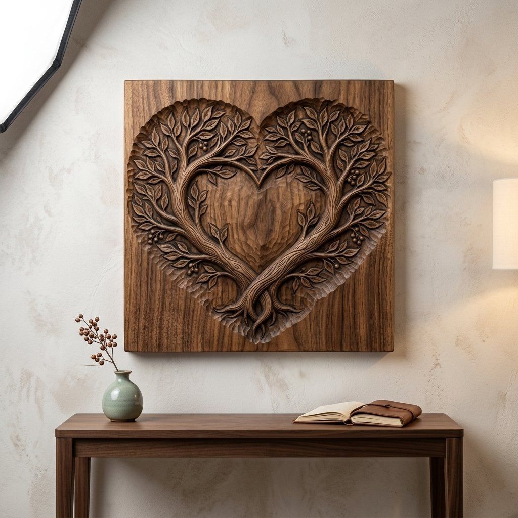 Intertwined Tree Heart Unity CNC Relief STL bas-relief STL — view 6