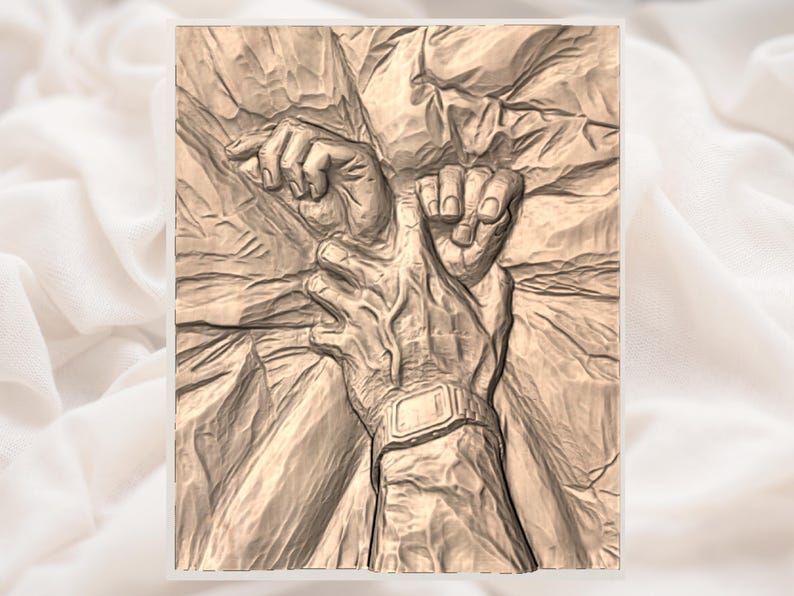 Clasped Lovers' Hands Bas-Relief STL for CNC Carving bas-relief STL — view 3