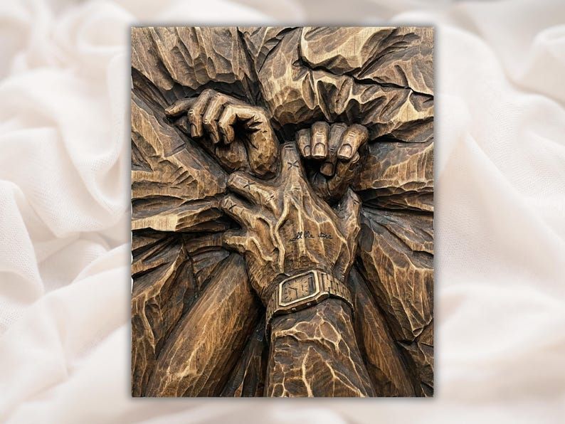 Clasped Lovers' Hands Bas-Relief STL for CNC Carving bas-relief STL design