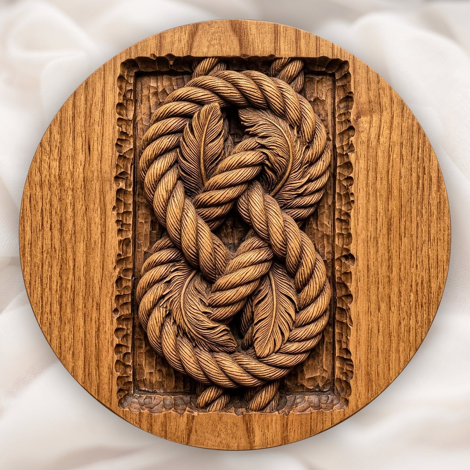 Intricate Feathered Rope Knot CNC Relief STL bas-relief STL design