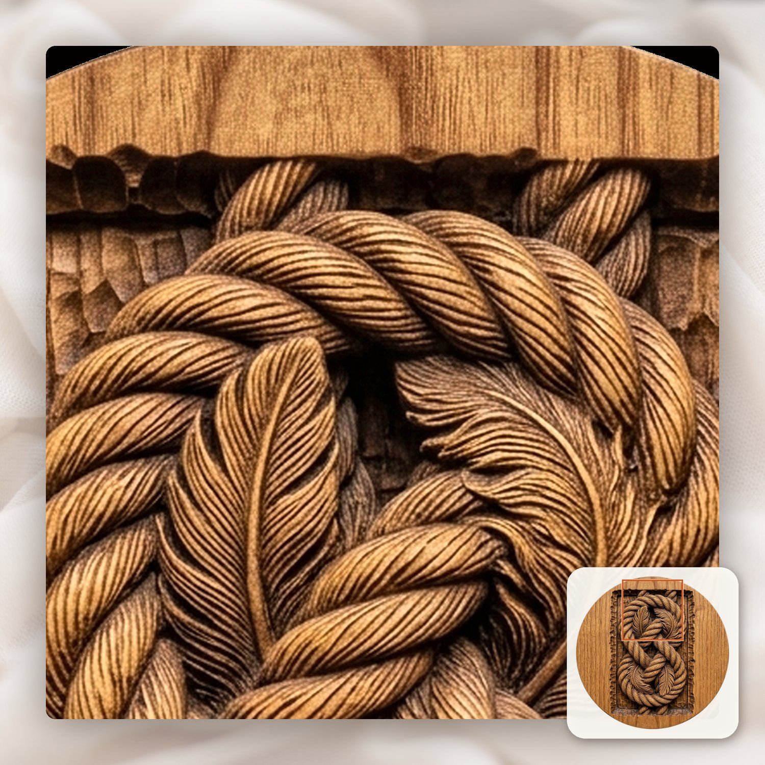 Intricate Feathered Rope Knot CNC Relief STL bas-relief STL — view 11