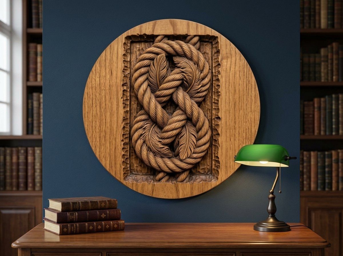 Intricate Feathered Rope Knot CNC Relief STL bas-relief STL — view 12
