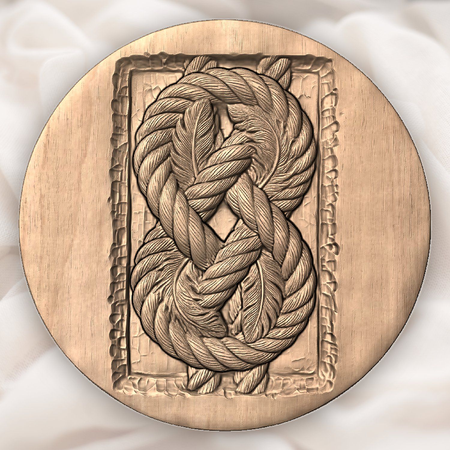 Intricate Feathered Rope Knot CNC Relief STL bas-relief STL — view 4