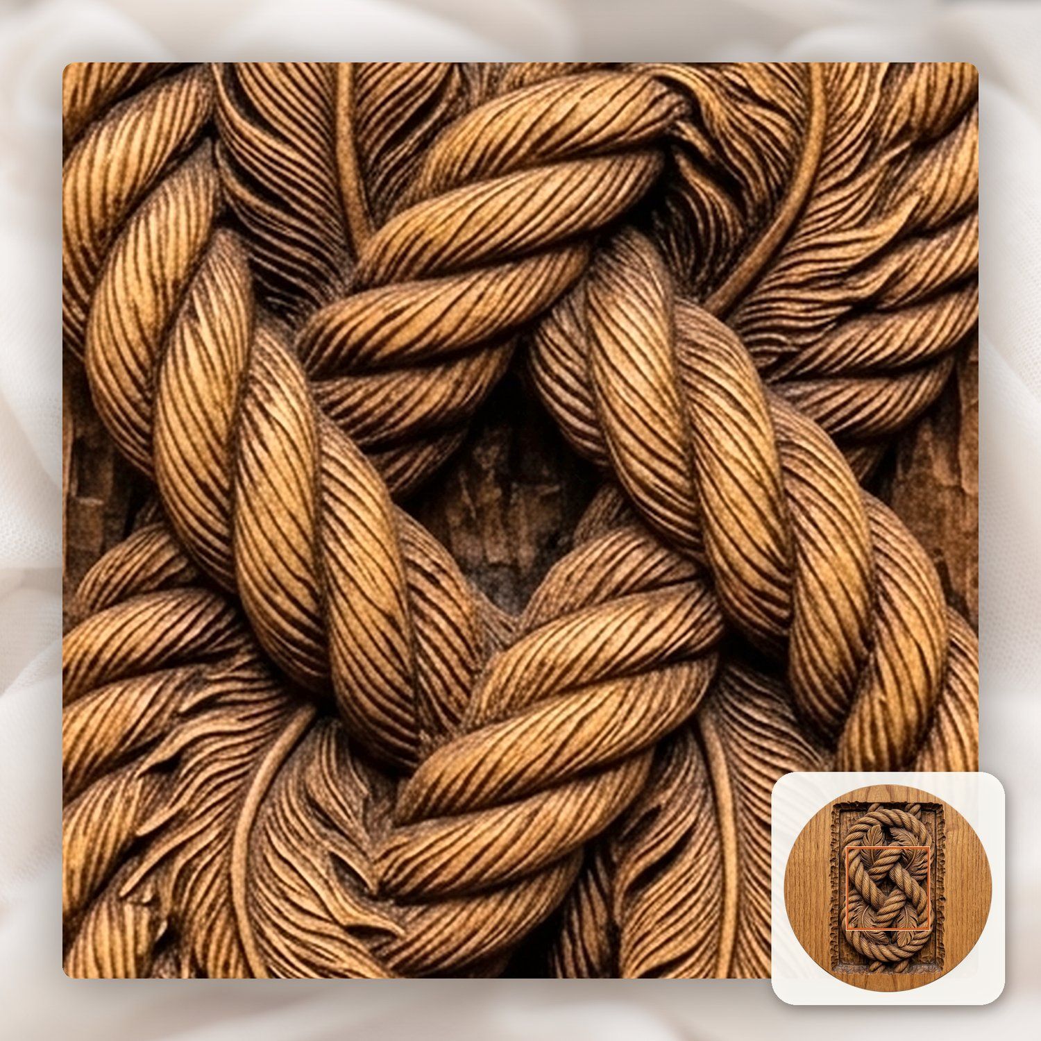 Intricate Feathered Rope Knot CNC Relief STL bas-relief STL — view 10