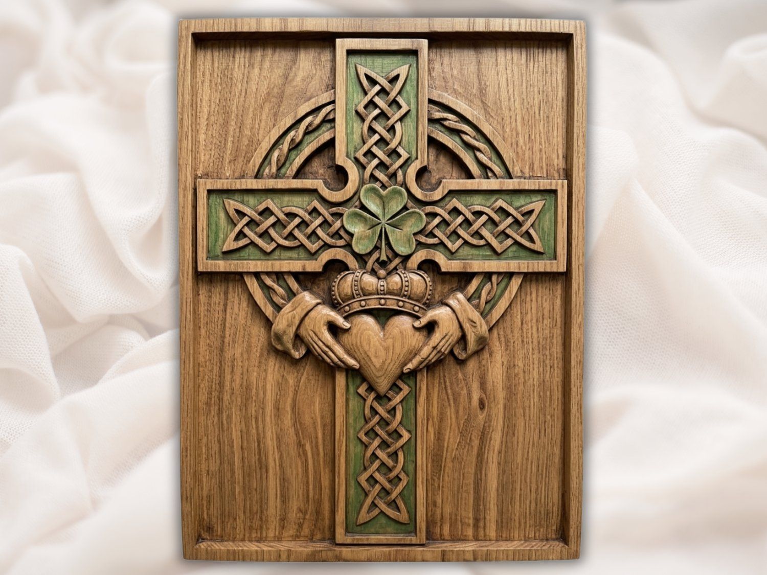 Irish Celtic Claddagh Cross CNC Relief STL bas-relief STL — view 2