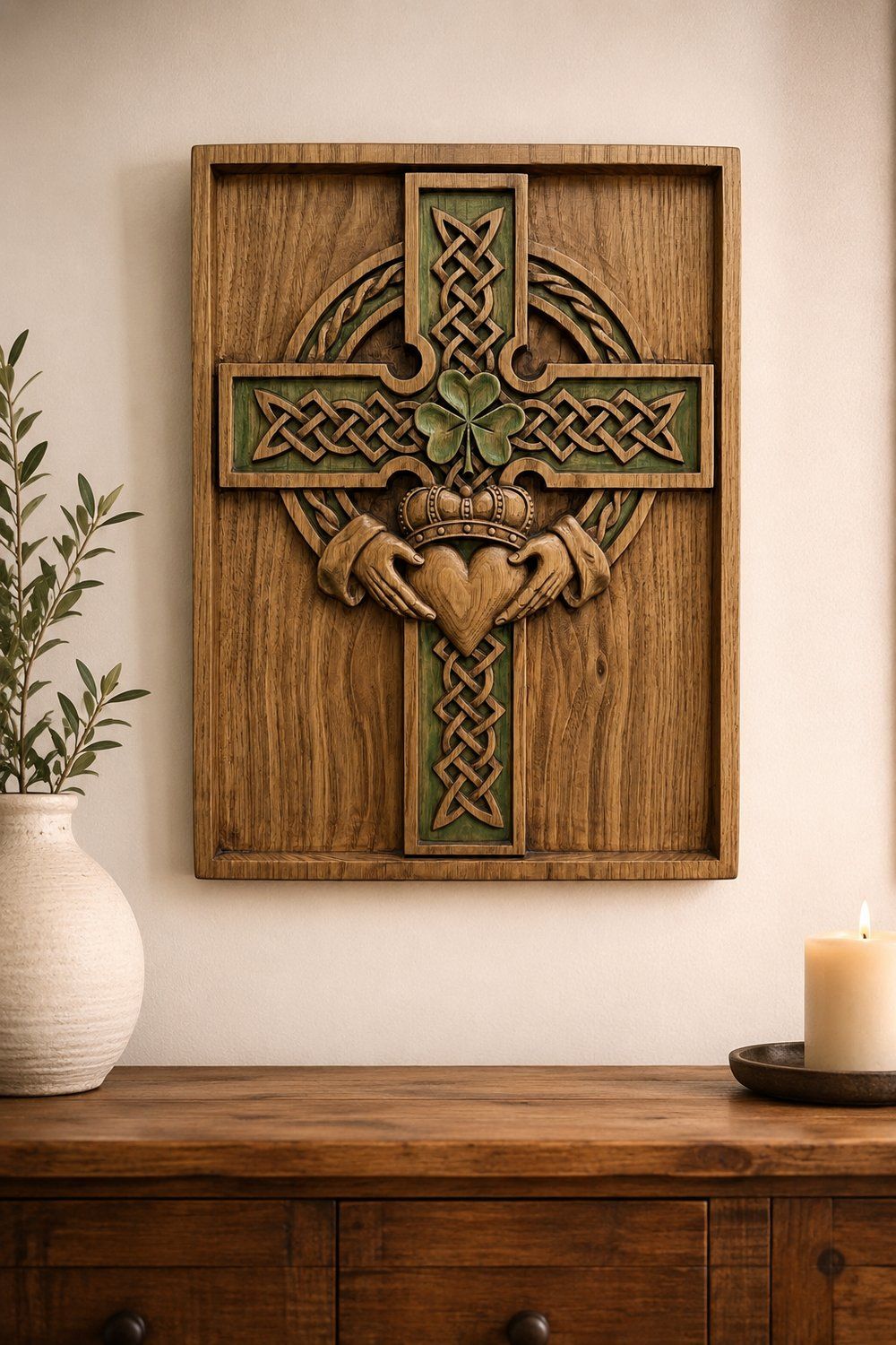 Irish Celtic Claddagh Cross CNC Relief STL bas-relief STL — view 6