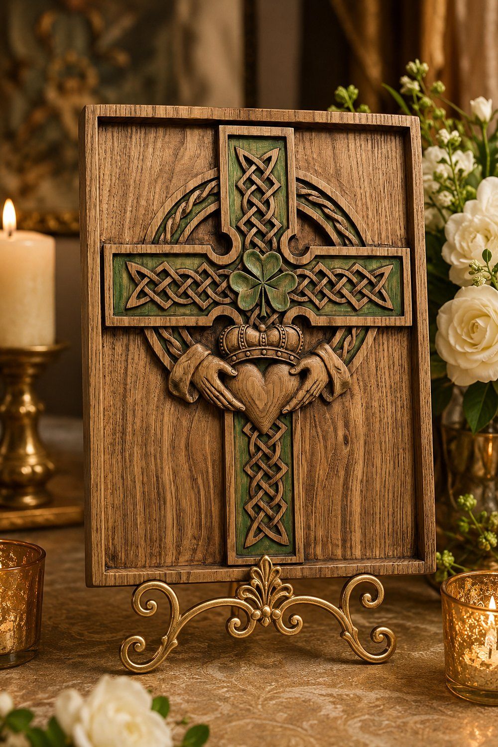 Irish Celtic Claddagh Cross CNC Relief STL bas-relief STL — view 7
