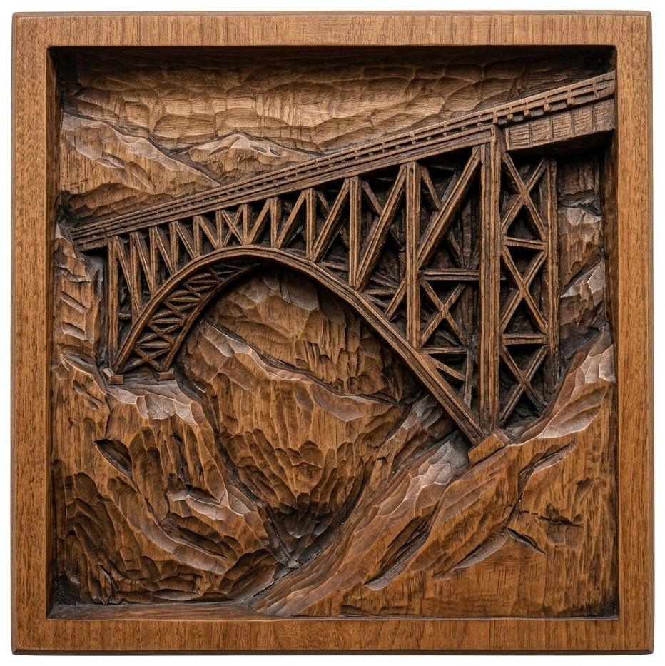 Iron Mountain Rail Bridge CNC Relief STL bas-relief STL — view 4