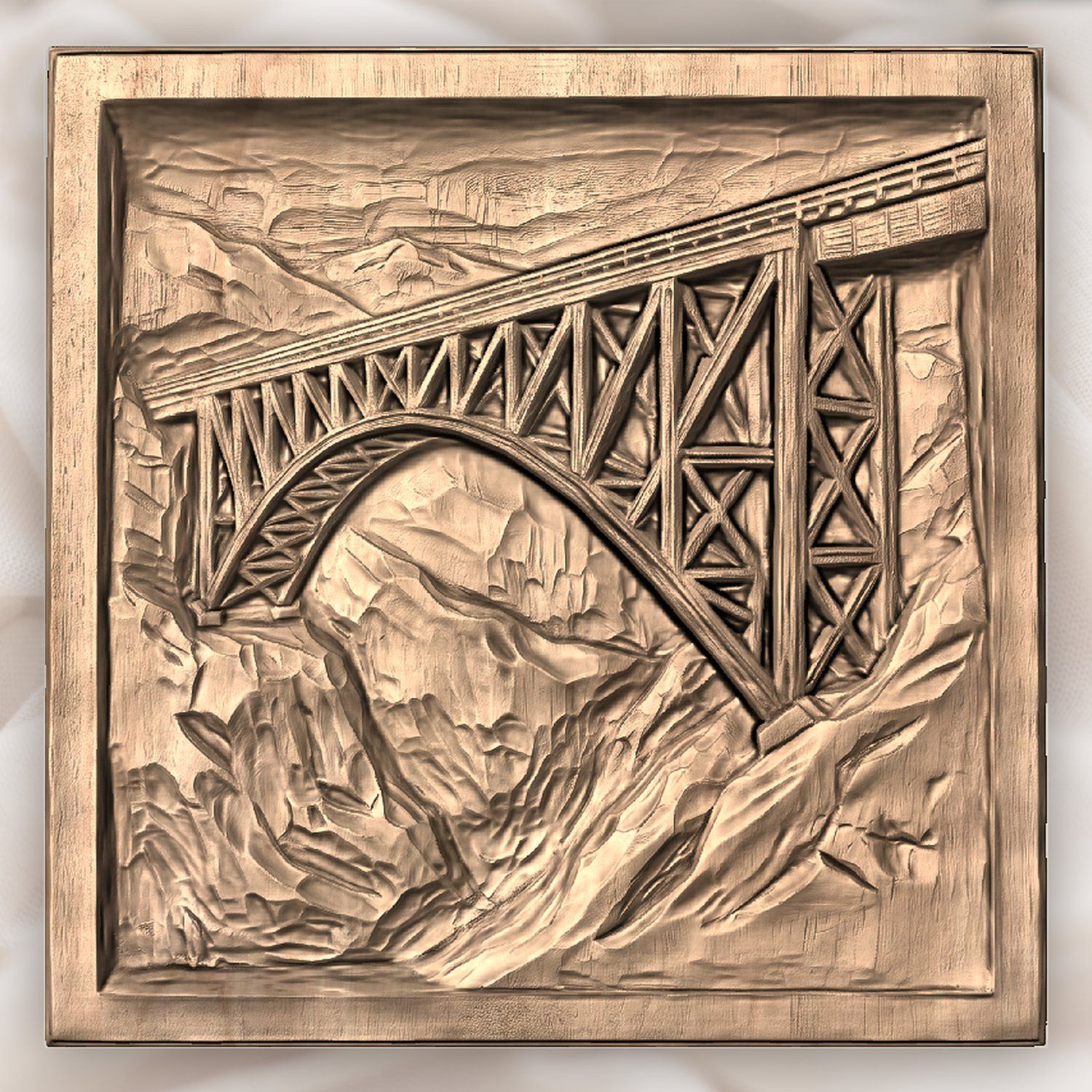 Iron Mountain Rail Bridge CNC Relief STL bas-relief STL — view 5