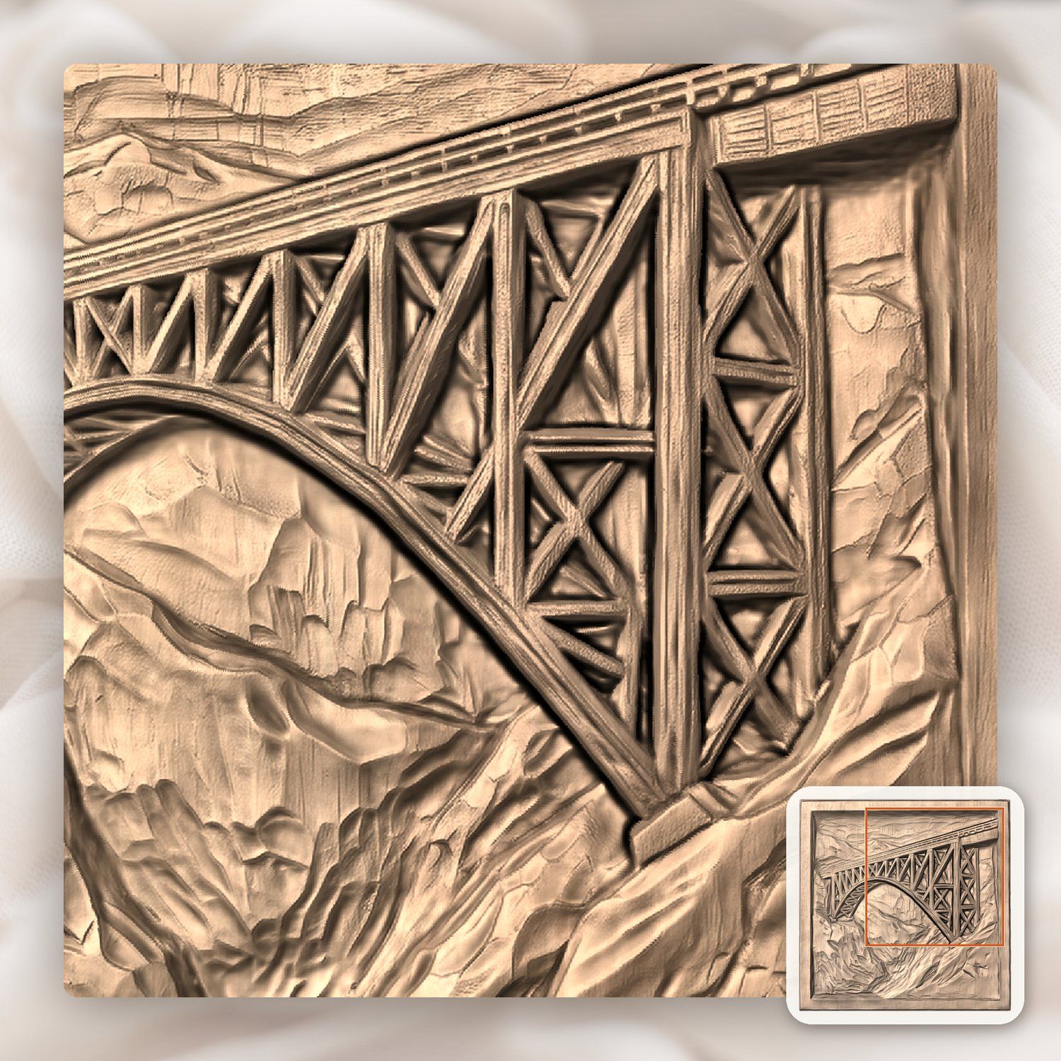 Iron Mountain Rail Bridge CNC Relief STL bas-relief STL — view 7
