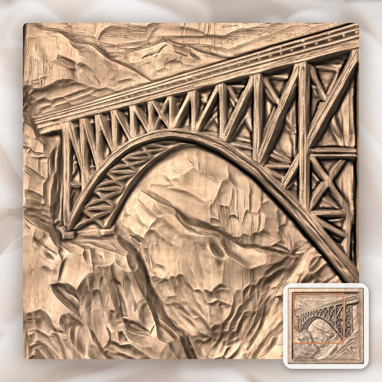 Iron Mountain Rail Bridge CNC Relief STL bas-relief STL — view 8