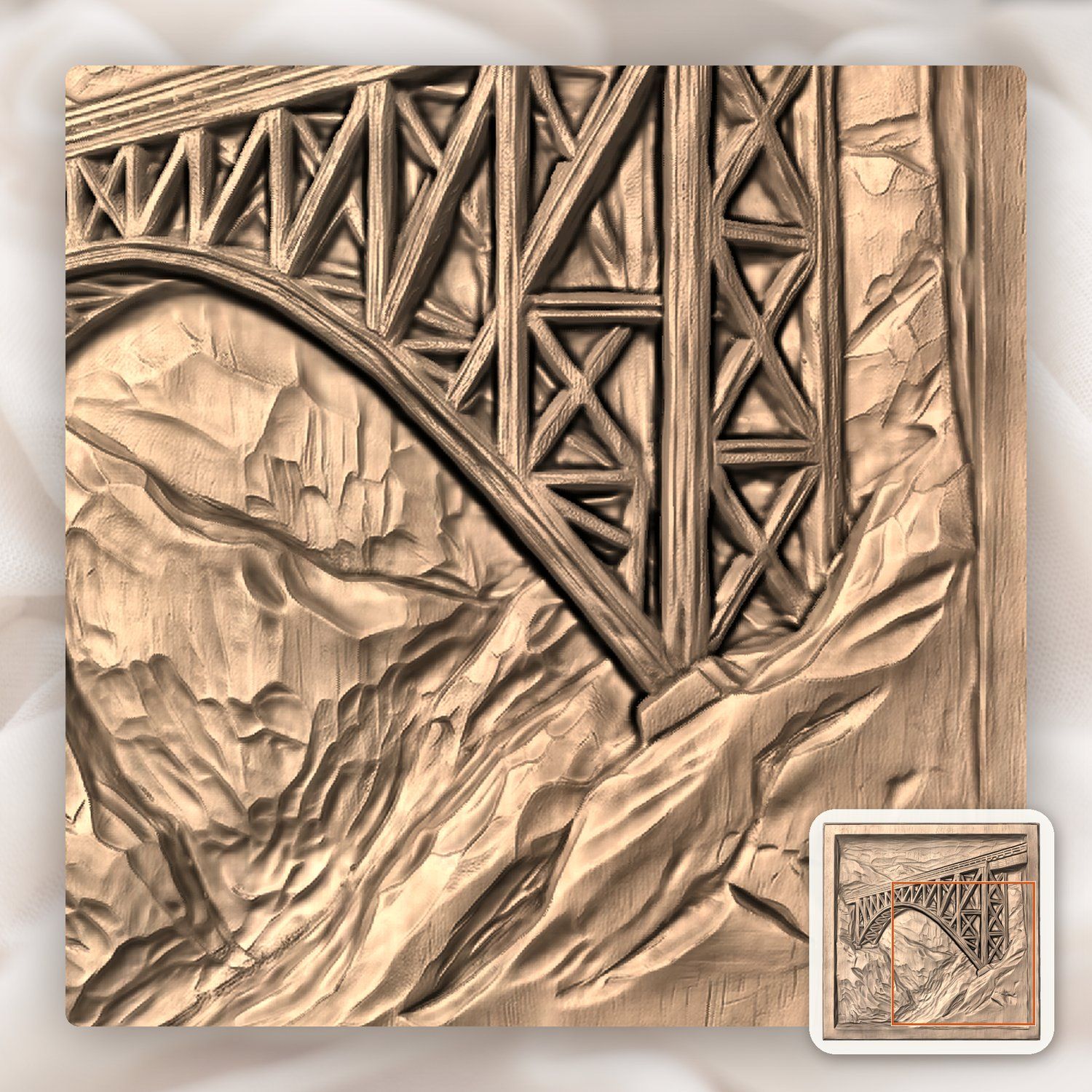 Iron Mountain Rail Bridge CNC Relief STL bas-relief STL — view 9