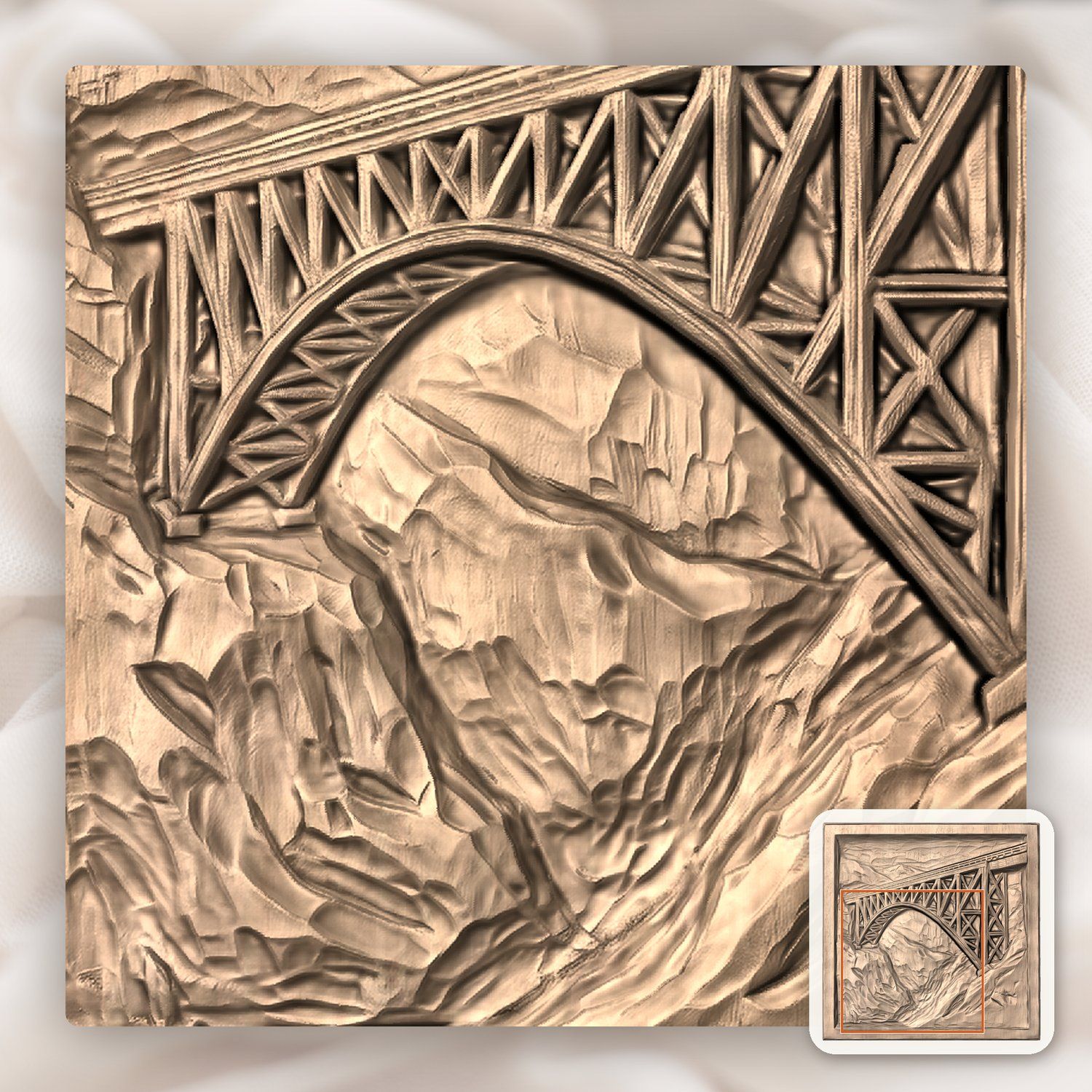 Iron Mountain Rail Bridge CNC Relief STL bas-relief STL — view 10