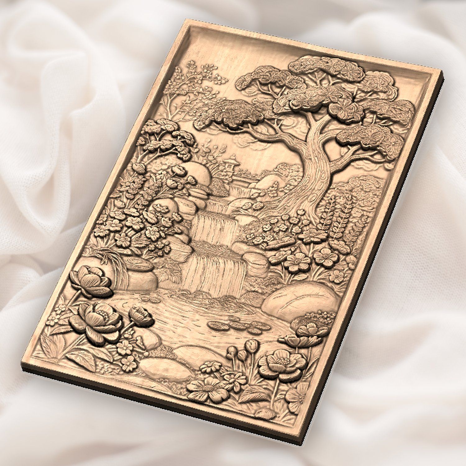 Japanese Garden Waterfall Bonsai Tree CNC Relief STL bas-relief STL — view 6