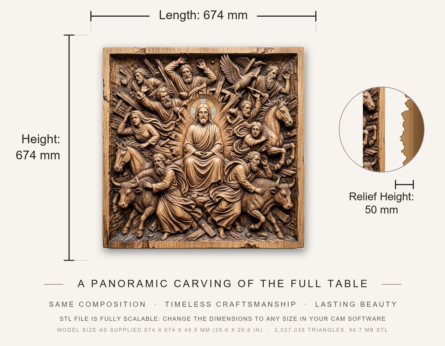 Jesus and Apostles Sacred Scene CNC Relief STL bas-relief STL — view 3