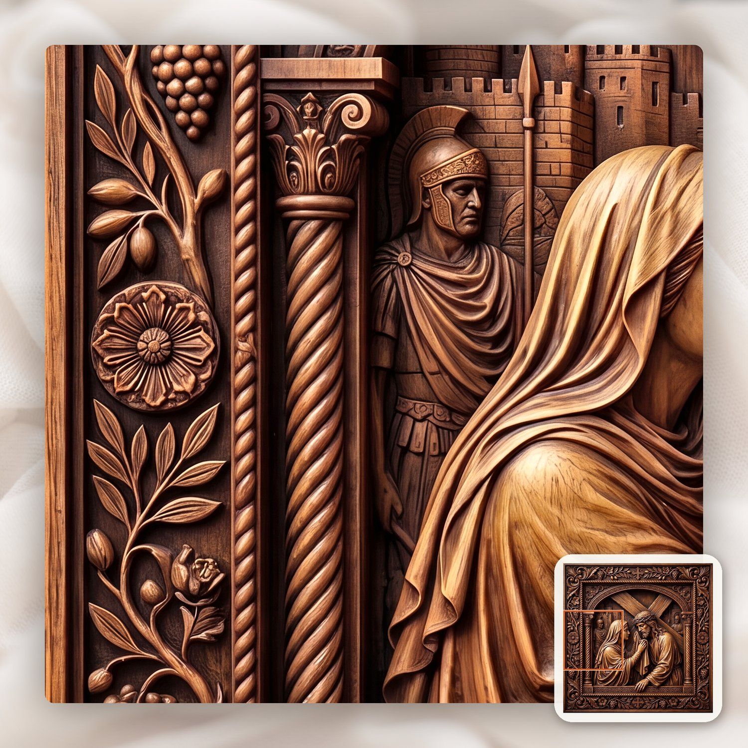 Veronica Wipes Jesus Face STL bas-relief STL — view 9