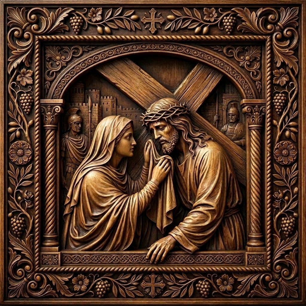 Veronica Wipes Jesus Face STL bas-relief STL — view 10
