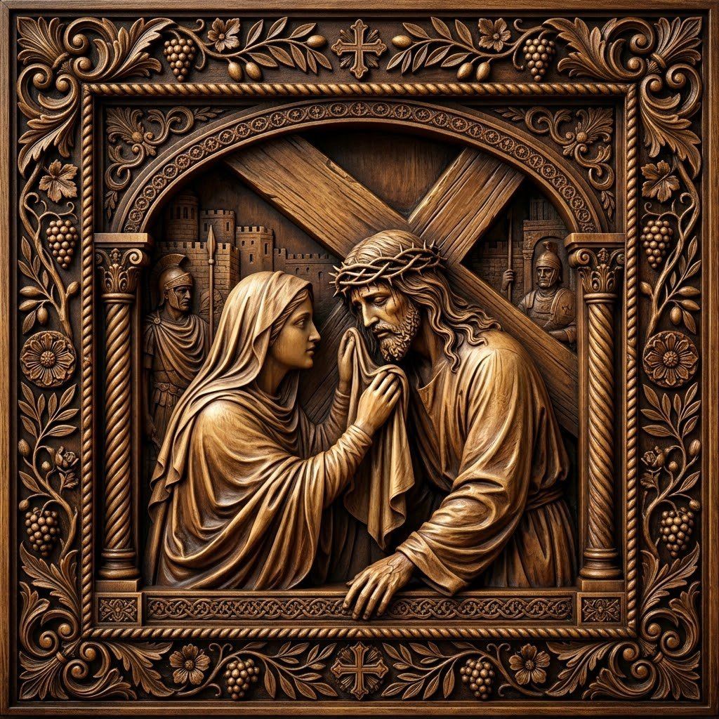 Veronica Wipes Jesus Face STL bas-relief STL — view 11