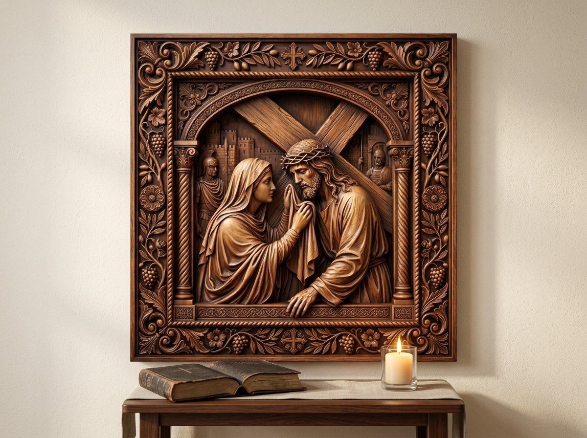 Veronica Wipes Jesus Face STL bas-relief STL — view 14
