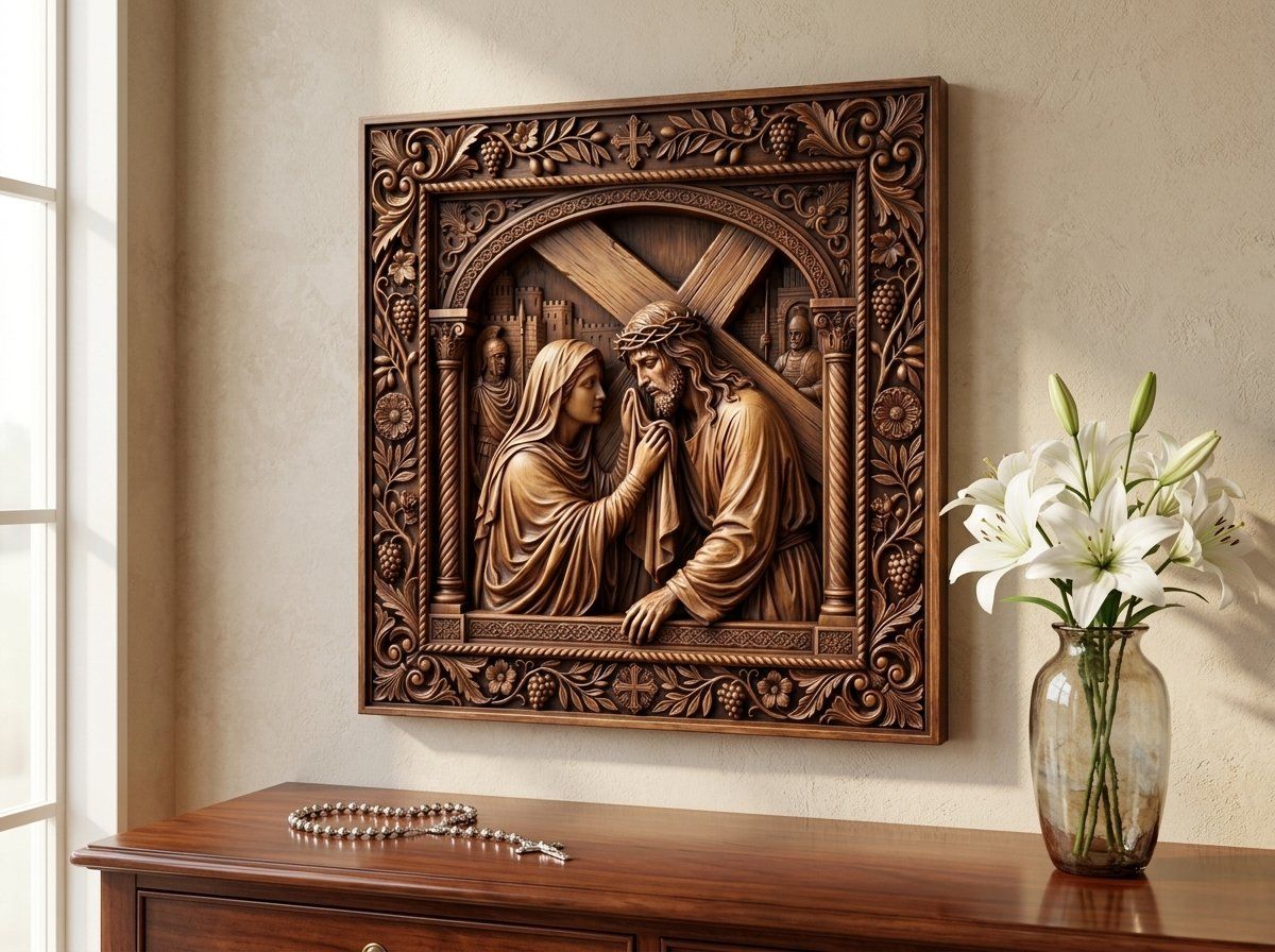 Veronica Wipes Jesus Face STL bas-relief STL — view 15