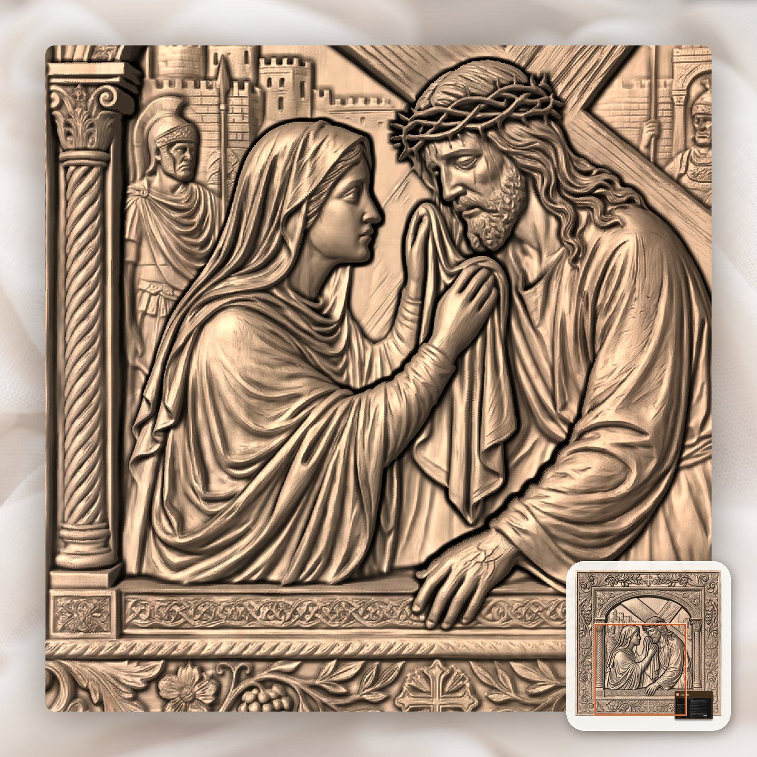 Veronica Wipes Jesus Face STL bas-relief STL — view 6
