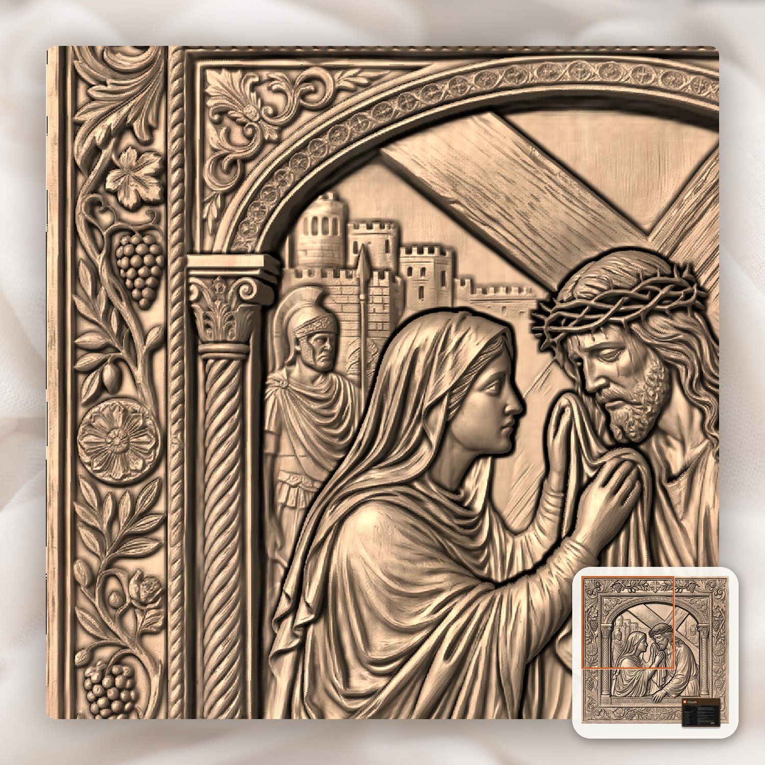 Veronica Wipes Jesus Face STL bas-relief STL — view 7