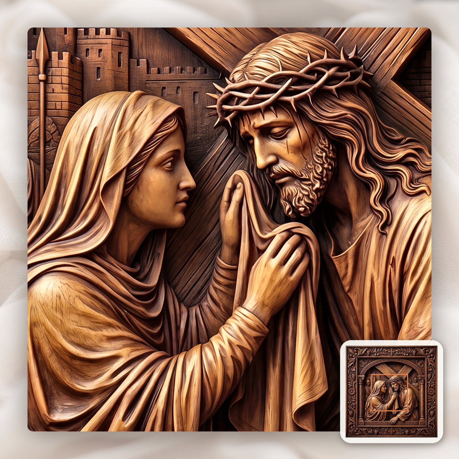 Veronica Wipes Jesus Face STL bas-relief STL — view 8