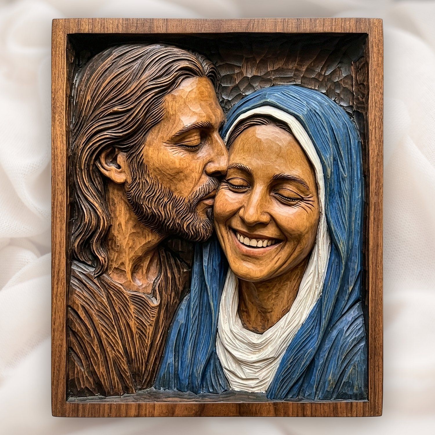 Jesus and Virgin Mary Mother of God CNC Relief STL bas-relief STL design