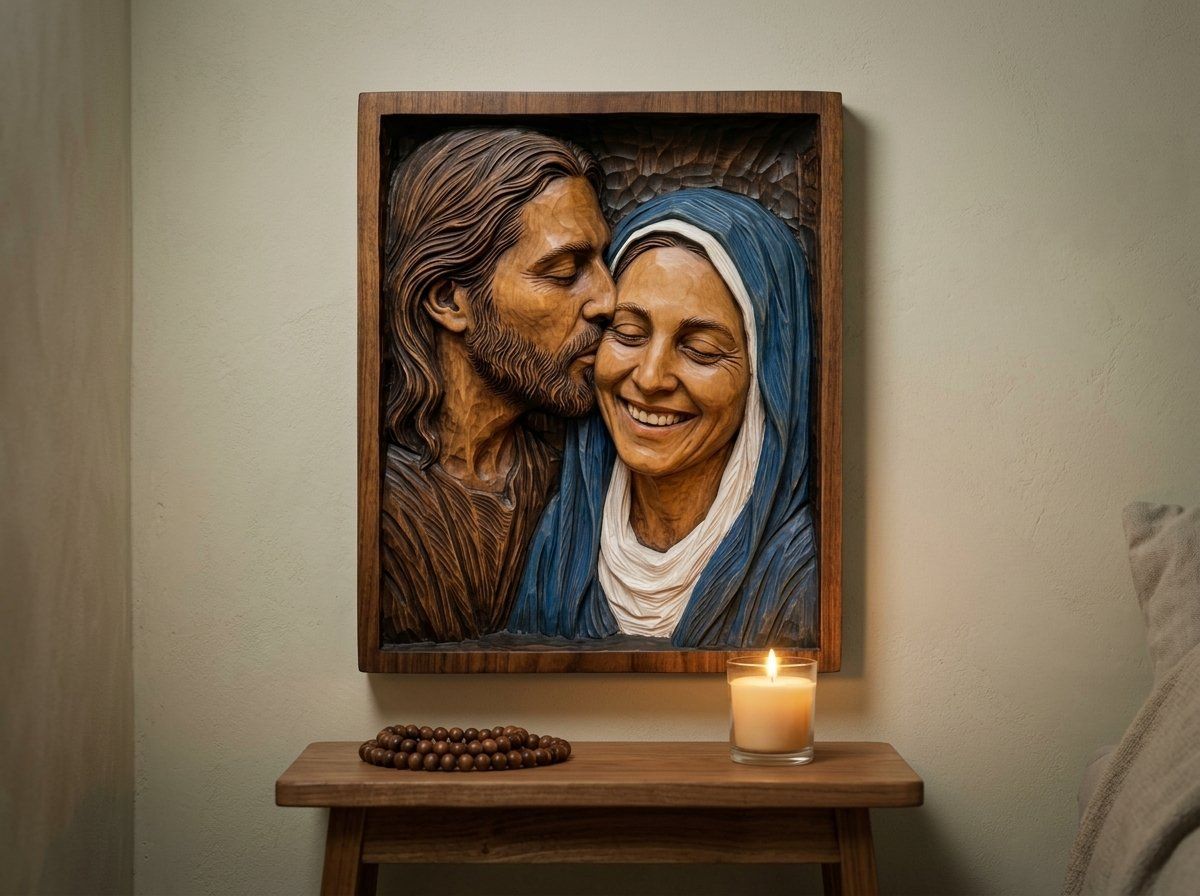 Jesus and Virgin Mary Mother of God CNC Relief STL bas-relief STL — view 15