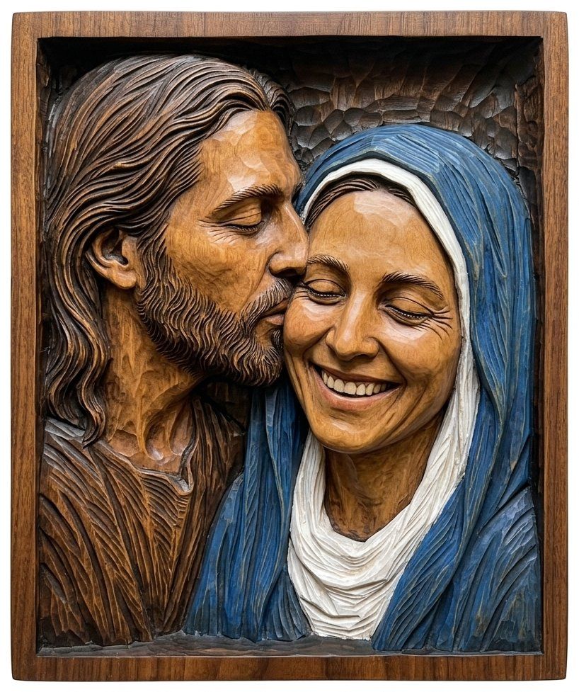 Jesus and Virgin Mary Mother of God CNC Relief STL bas-relief STL — view 3