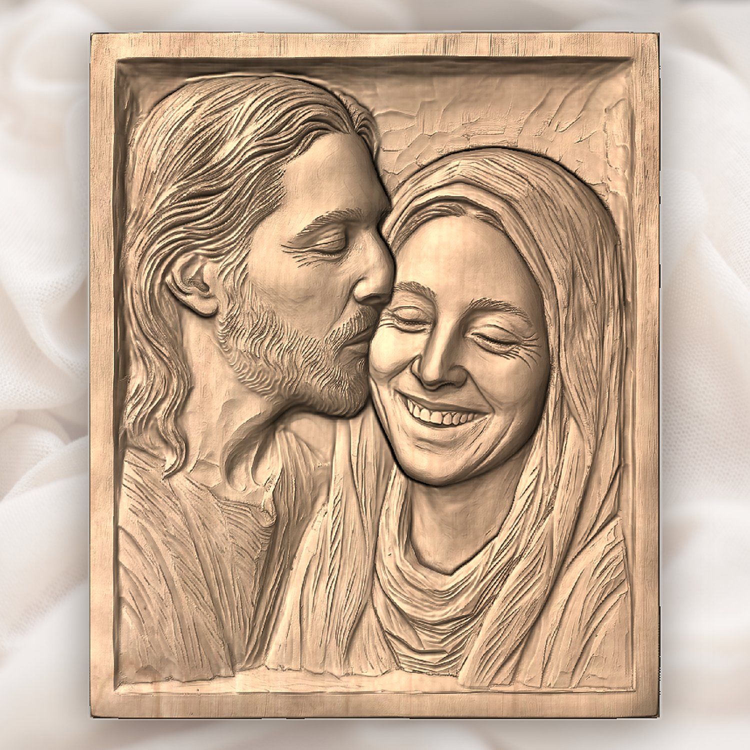 Jesus and Virgin Mary Mother of God CNC Relief STL bas-relief STL — view 4