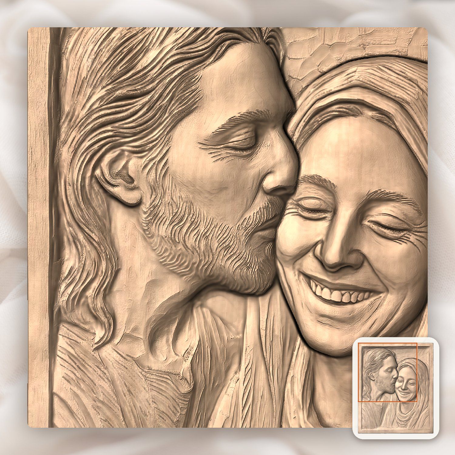 Jesus and Virgin Mary Mother of God CNC Relief STL bas-relief STL — view 6