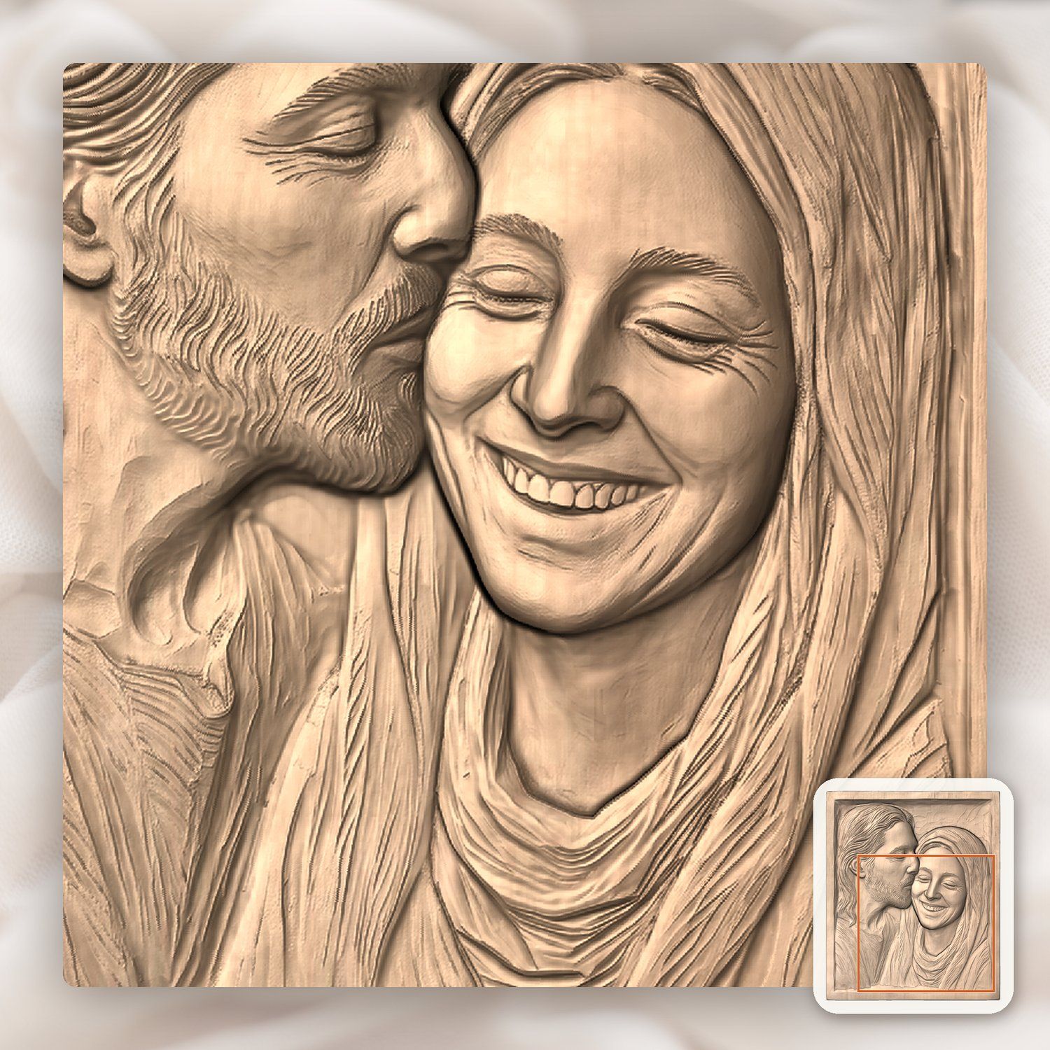 Jesus and Virgin Mary Mother of God CNC Relief STL bas-relief STL — view 7