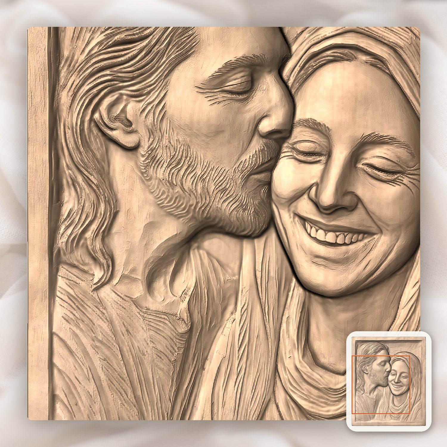 Jesus and Virgin Mary Mother of God CNC Relief STL bas-relief STL — view 8