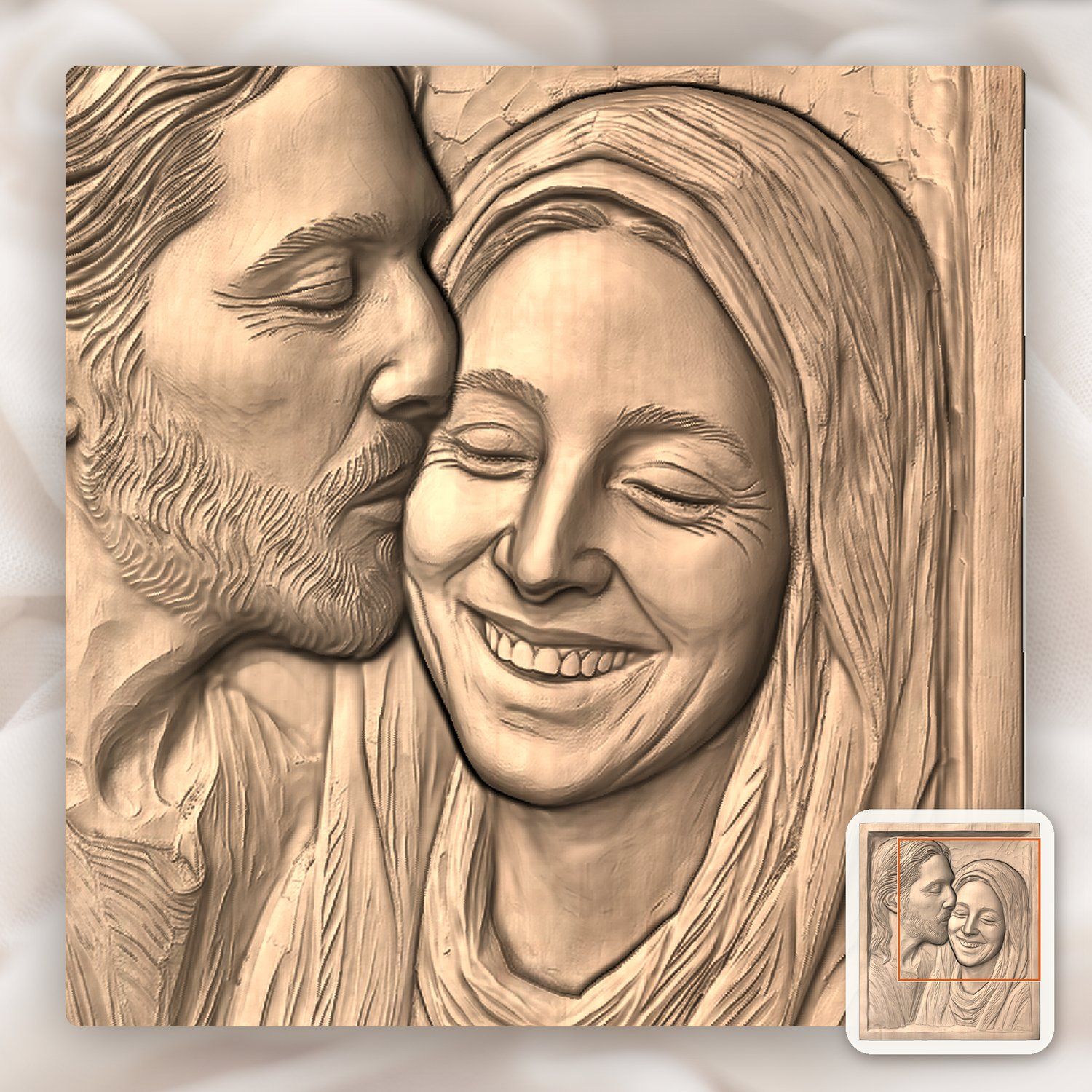 Jesus and Virgin Mary Mother of God CNC Relief STL bas-relief STL — view 9