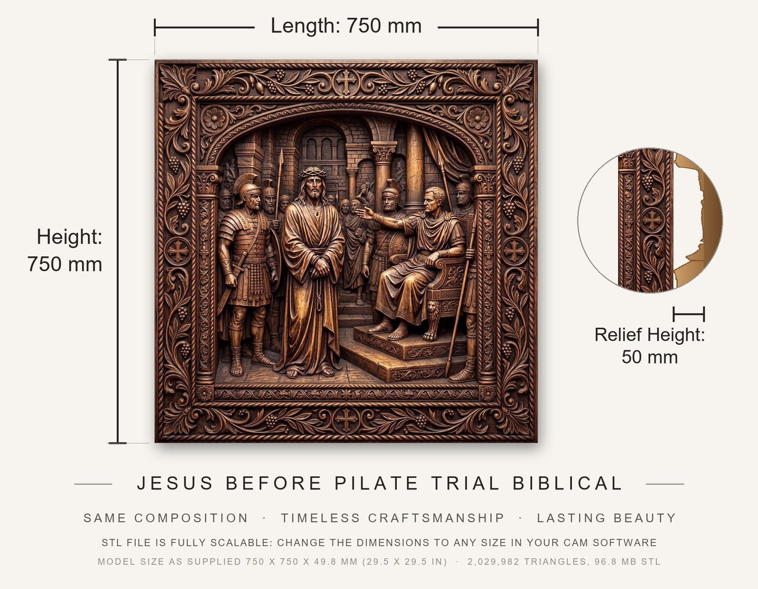 Jesus Condemned to Death STL bas-relief STL — view 14