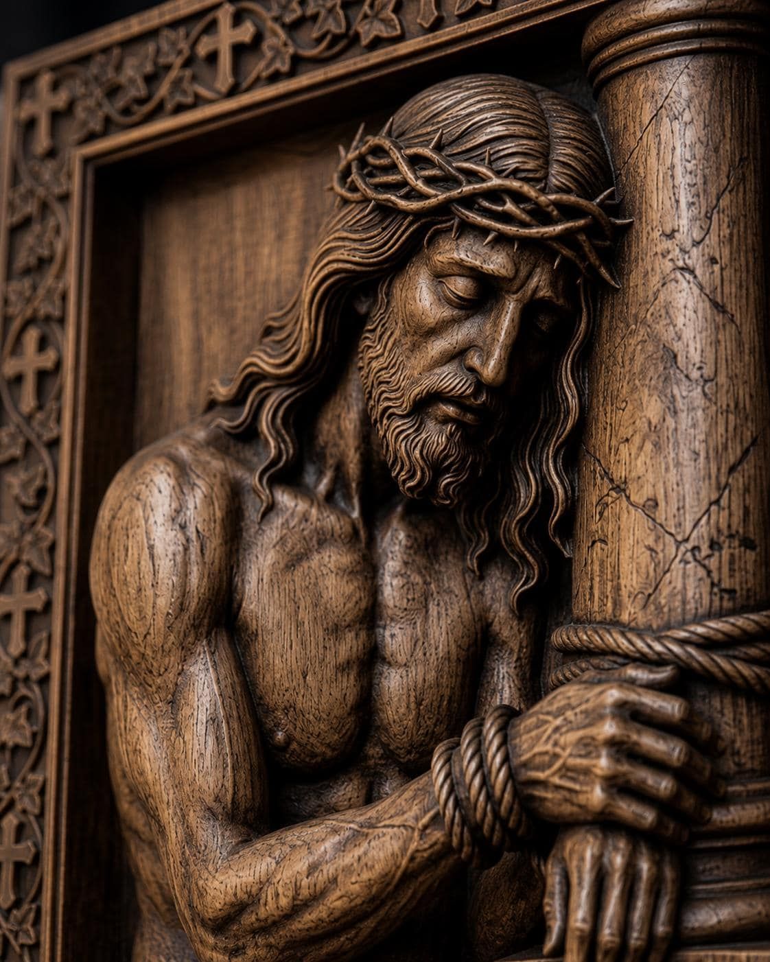 Jesus Bound to the Pillar STL Relief for CNC Router bas-relief STL — view 2