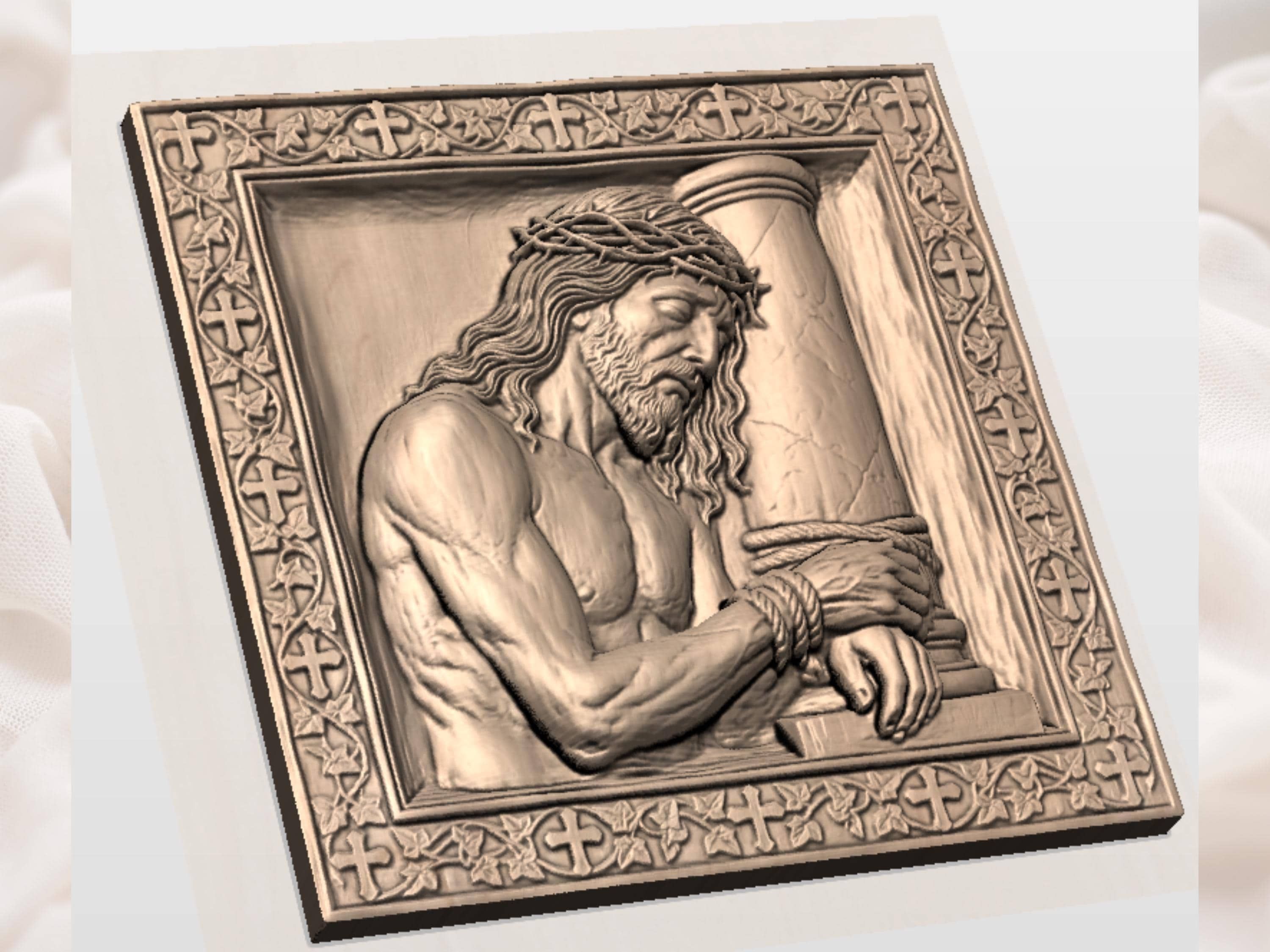 Jesus Bound to the Pillar STL Relief for CNC Router bas-relief STL — view 4