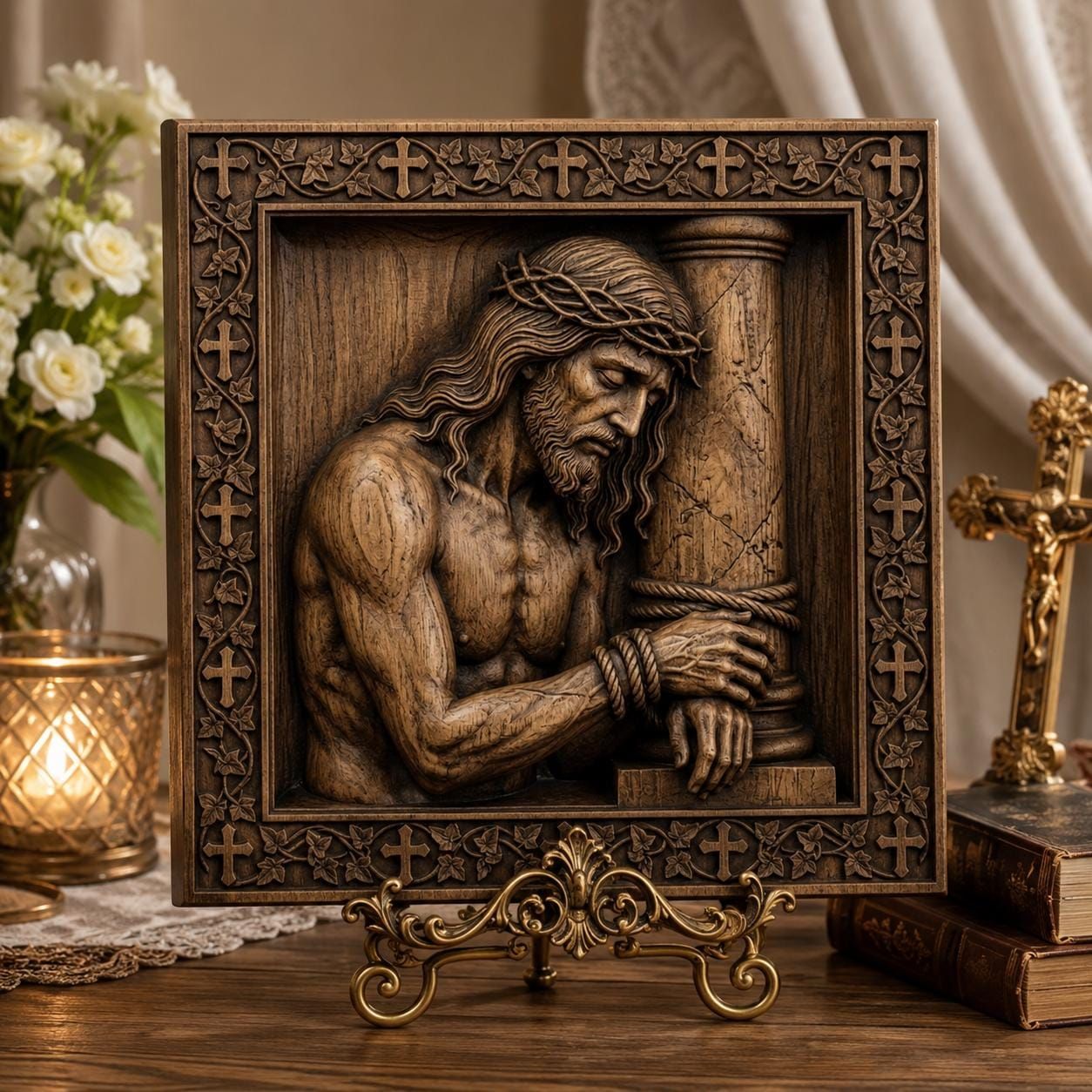 Jesus Bound to the Pillar STL Relief for CNC Router bas-relief STL — view 6