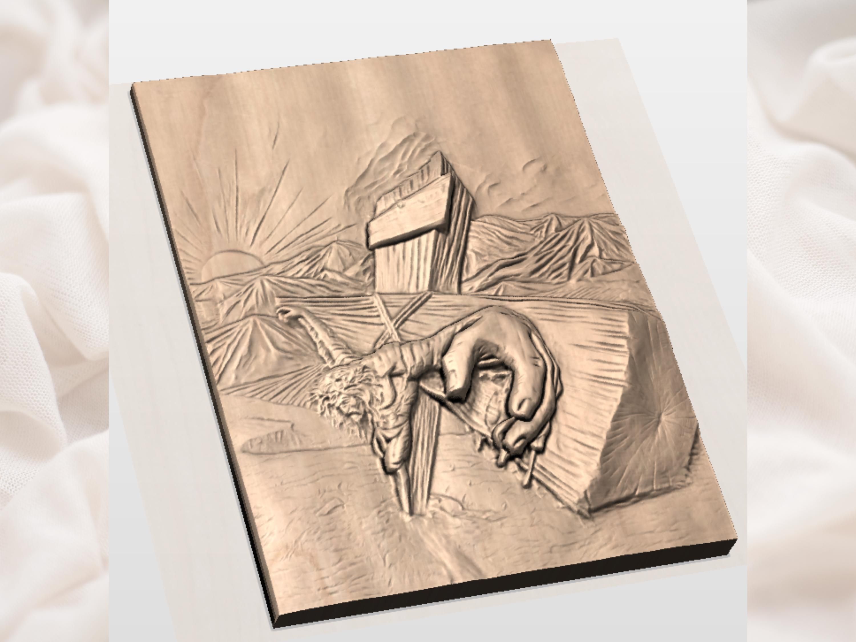 Jesus Carrying the Cross Bas-Relief STL for CNC Carving bas-relief STL — view 2