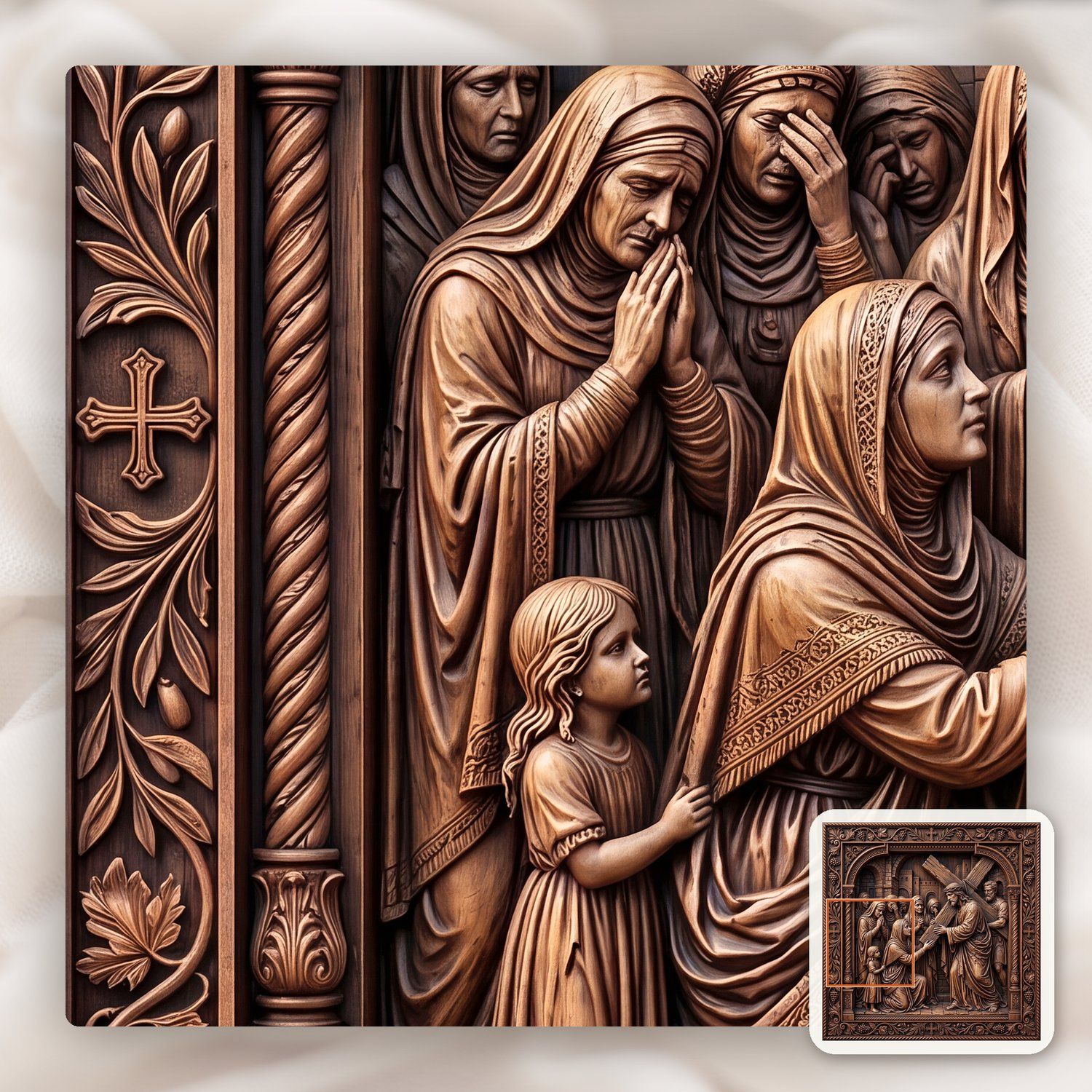 Jesus Meets Women of Jerusalem STL bas-relief STL — view 10